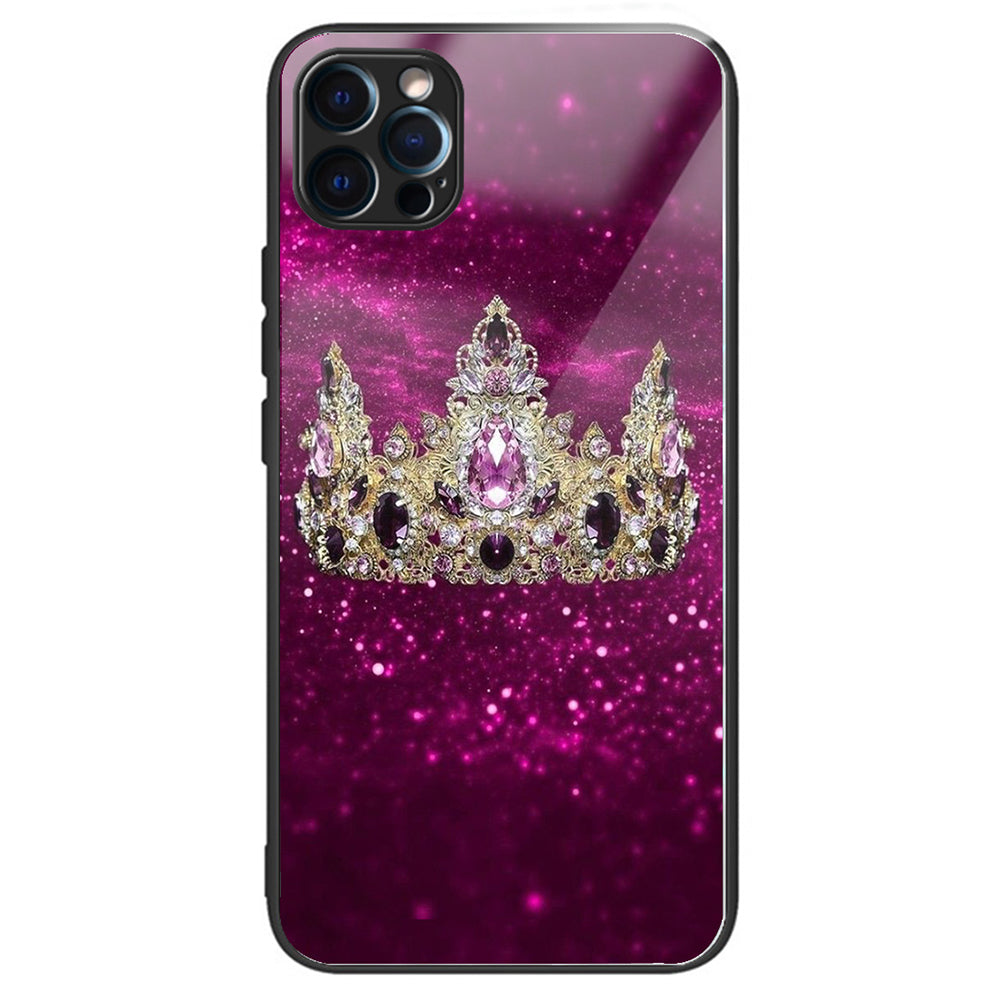 For iPhone 15 Pro Max Tempered Glass Back Cover Phone Case Pattern Anti-Scratch - Columns Crown For iPhone 15 Pro Max Tempered Glass Back Cover Phone Case Pattern Anti-Scratch - Columns Crown